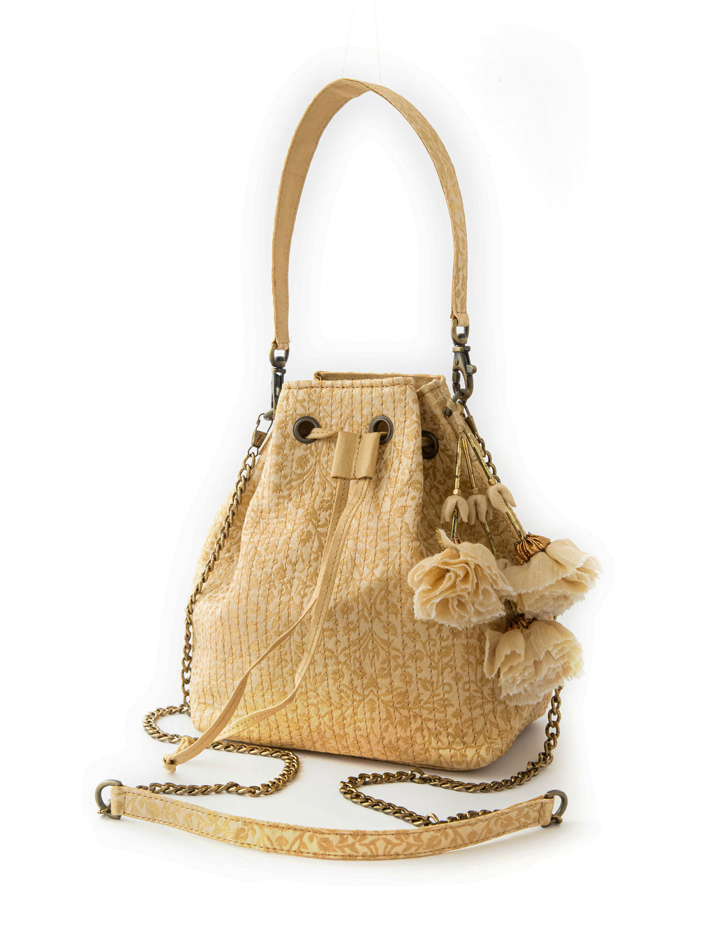 Gold Brocade Bucket Potli Bag – Pure Ghee Designs